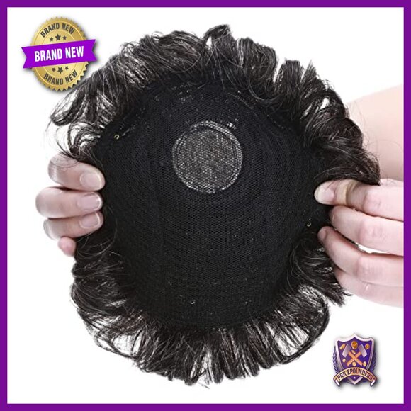Human Hair Topper for Thinning Hair, 150% Density, 4 Inch Curly Wig